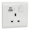 SCHNEIDER 13A Single switched socket with USB A+C White