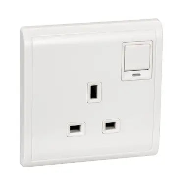 SCHNEIDER 13A 250V 1 Gang Switched Socket with Neon White