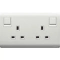 SCHNEIDER 13A 250V Twin Gang Double pole Switched socket White