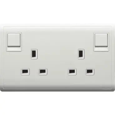 SCHNEIDER 13A 250V Twin Gang Double pole Switched socket White