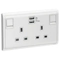 SCHNEIDER 13A Twin gang switched socket with 2*2.1A USB  White
