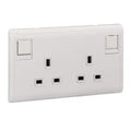 SCHNEIDER 13A 250V Twin Gang Switched Socket with Neon White