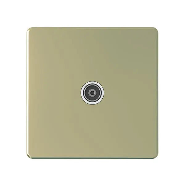 SNOWLITE  1-Gang Satellite Socket – Gold Finish | TV Coaxial Wall Outlet