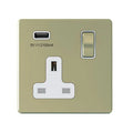 SNOWLITE 13A 1 Gang USB Switched Socket USB Output 2.4Amp Gold