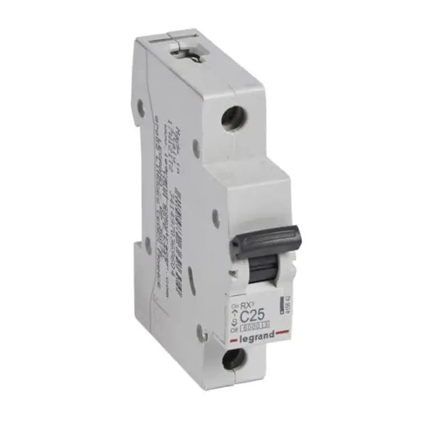 LEGRAND MCB RX 6000 - 230/400V~ 25A C curve - IP20 protection - 6000A breaking capacity - Screwed terminal