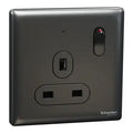 SCHNEIDER13A 250V 1 Gang Double Pole Switched Socket with LED Dark Grey