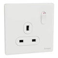 SCHNEIDER 13A 250V 1 Gang Double Pole Switched Socket Painted White