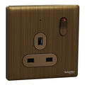 SCHNEIDER 13A 250V 1 Gang Switched Socket
with LED Antique Brass