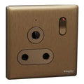 SCHNEIDER 15A 250V 1 Gang 3 Round Pin Switched Socket with LED  Dark Bronze