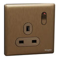 SCHNEIDER 13A 250V 1 Gang Switched Socket Dark Bronze