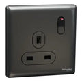 SCHNEIDER 13A 250V 1 Gang Switched Socket Dark Grey