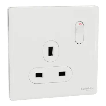 SCHNEIDER 13A 250V 1 Gang Switched Socket Painted White