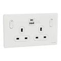 SCHNEIDER 13A Twin Switched socket with A+C USB Charger Painted White