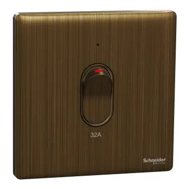 SCHNEIDER 32A 1 Gang DP with LED & Earth Antique Brass
