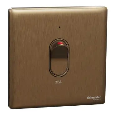 SCHNEIDER 32A 1 Gang DP with LED & Earth Dark Bronze