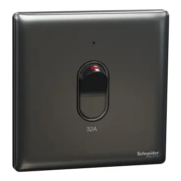 SCHNEIDER 32A 1 Gang DP with LED & Earth Dark Grey