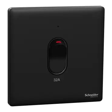 SCHNEIDER 32A 1 Gang DP with LED & Earth Jet Black