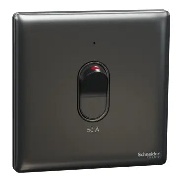 SCHNEIDER 50A 1 Gang DP with LED & Earth Dark Grey