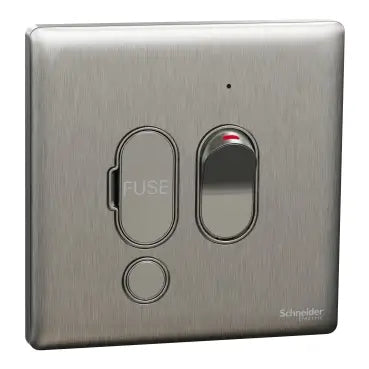 SCHNEIDER 13A 250V Switched Fused Connection Unit with Neon Stainless Steel