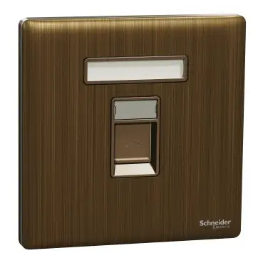 SCHNEIDER 1 Gang Tel Socket Antique Brass