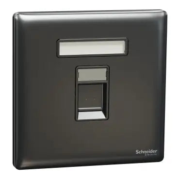 SCHNEIDER 1 Gang Tel Socket  Dark Grey
