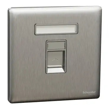 SCHNEIDER 1 Gang Tel Socket Stainless Steel