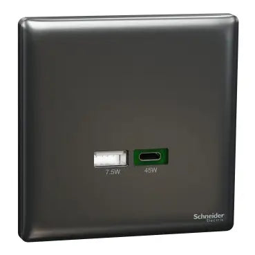 SCHNEIDER USB Charger USB A + USB C Dark Grey