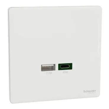 SCHNEIDER USB Charger USB A + USB C Painted White