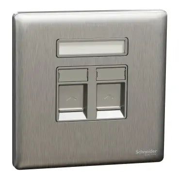 SCHNEIDER 2 Gang wall plate (without module) Stainless Steel