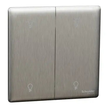 SCHNEIDER 250W 2 Gang dimmer Stainless Steel