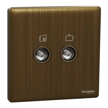 SCHNEIDER 2 Gang TV Master/FM Socket Antique Brass