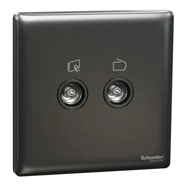 SCHNEIDER 2 Gang TV Master/FM Socket  Dark Grey