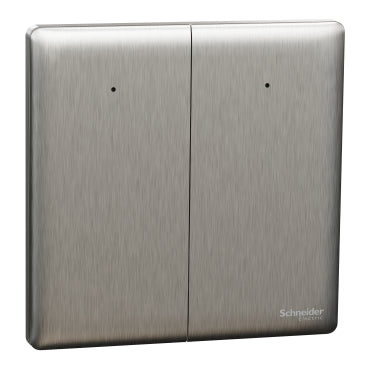 SCHNEIDER 16AX/20A 250V 2 Gang 1 Way Switch with LED Light Stainless Steel