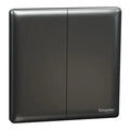 SCHNEIDER 16AX/20A 250V 2 Gang 1 Way Switch Dark Grey