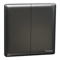 SCHNEIDER 10A 250V 2 Gang Press Switch Dark Grey