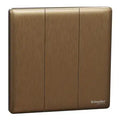 SCHNEIDER 10A 250V 3 Gang Press Switch Dark Bronze