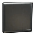 SCHNEIDER 10A 250V 3 Gang Press Switch Dark Grey