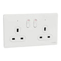 SCHNEIDER 13A 250V 2 Gang Double Pole Switched Socket With LED Painted White