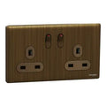 SCHNEIDER 13A 250V 2 Gang Double Pole
Switched Socket With LED Antique Brass
