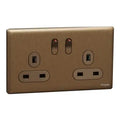 SCHNEIDER 13A 250V 2 Gang Double Pole Switched Socket  Dark Bronze