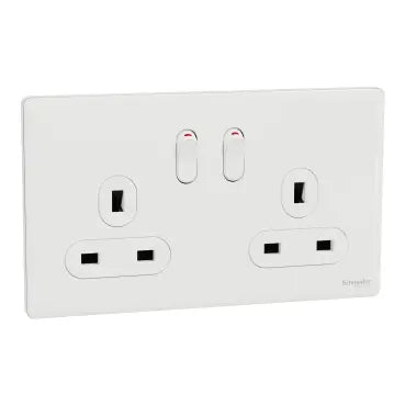 SCHNEIDER 13A 250V Twin Gang Switched Socket Painted White