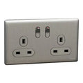 SCHNEIDER 13A 250V Twin Gang Switched
Socket Stainless Steel