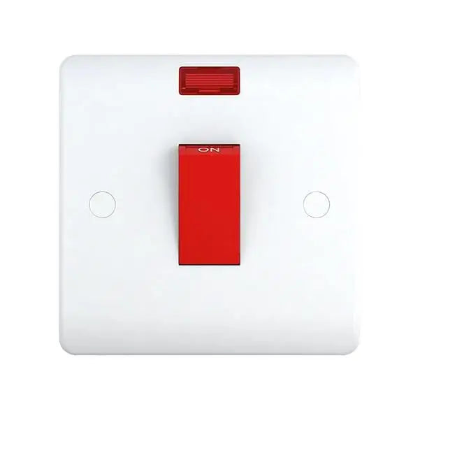 SNOWLITE 45A 1 Gang Double Pole Switch with Neon(3X3)