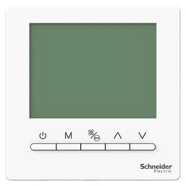 SCHNEIDER Standalone themostat, button type, white, 3 speed Modulating  4Pipe 240 Vac