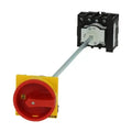 EATON Main switch, 3 pole, 100 A, Emergency-Stop function, Lockable in the 0 (Off) position, rr mounting, with 400 mm metal shaft