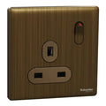 SCHNEIDER 13A 250V 1 Gang Switched Socket Antique Brass