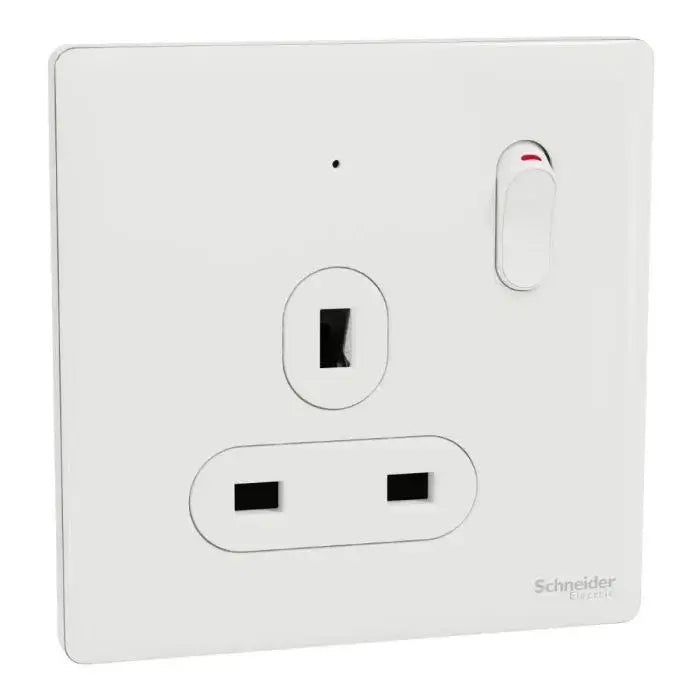 SCHNEIDER 13A 250V 1 Gang Switched Socket with LED Painted White