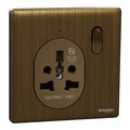 SCHNEIDER 16A 1 Gang International socket Antique Brass