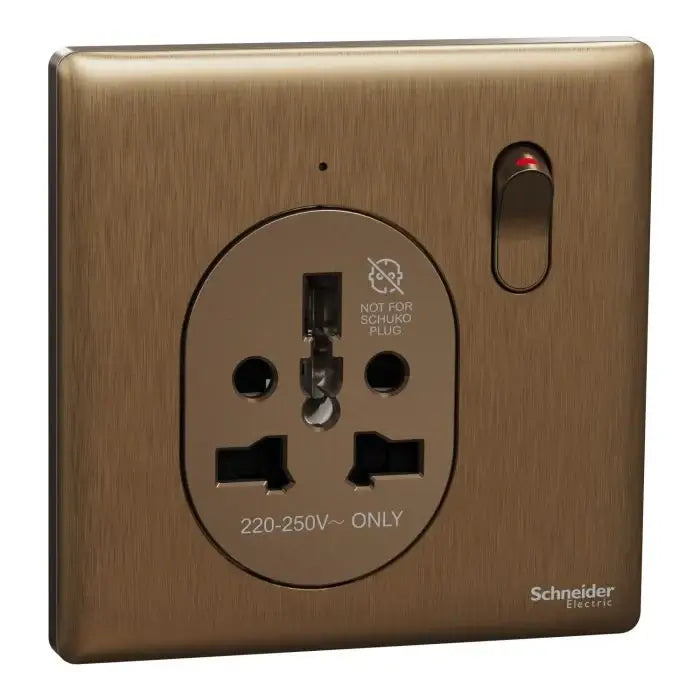 SCHNEIDER 16A 1 Gang International socket Dark Bronze