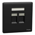 SCHNEIDER 2 Gang Tel Socket Jet Black